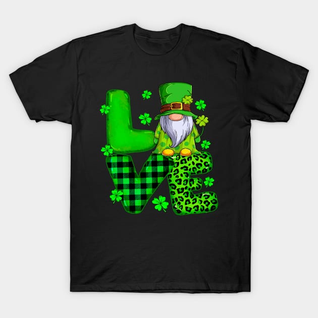 Happy St Patricks Day Love Gnome Shamrock For Men Women T-Shirt by omorihisoka
